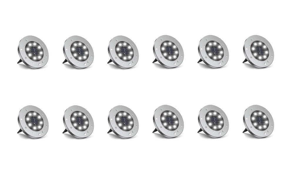 12pcs Garden LED Solar Power Ground Lights- White