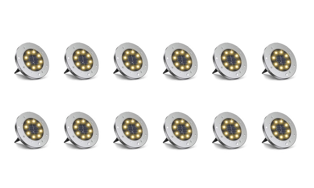 12pcs Garden LED Solar Power Ground Lights- Yellow