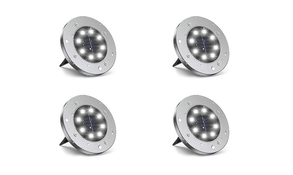 4pcs Garden LED Solar Power Ground Lights- White