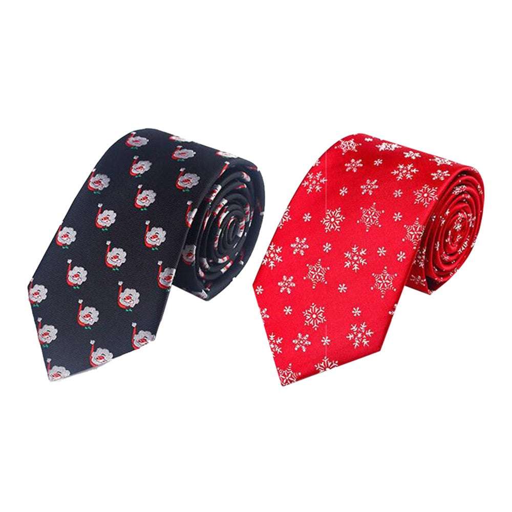2 X Christmas Tie Holiday Season Neckties Black and Red