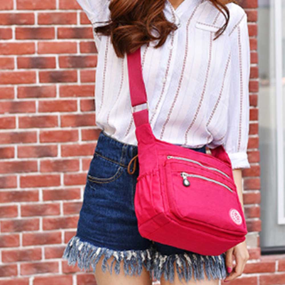 Rose Red Womens Crossbody Water Resistant Nylon Shoulder Bag