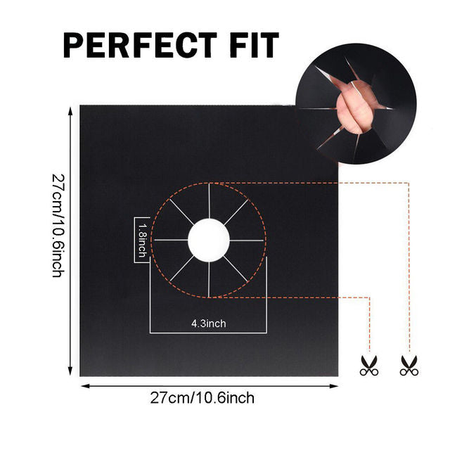 8PCS Non-Stick Reusable Gas Hob Protectors Black