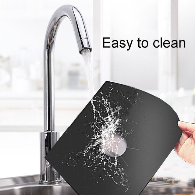 8PCS Non-Stick Reusable Gas Hob Protectors Black