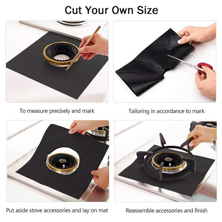 8PCS Non-Stick Reusable Gas Hob Protectors Black
