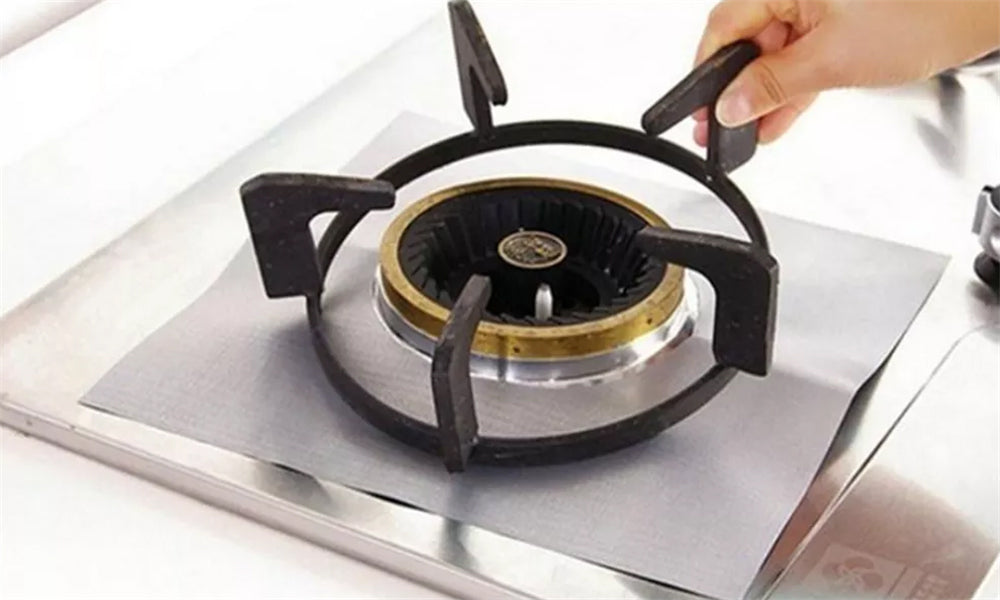 8PCS Non-Stick Reusable Gas Hob Protectors Silver
