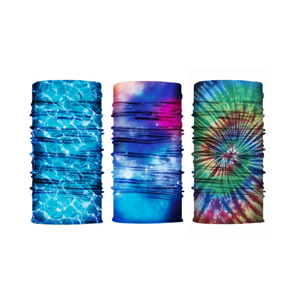 3 X Green Blue Light Blue Galaxy Printed Reusable Cycling Mask Scarf