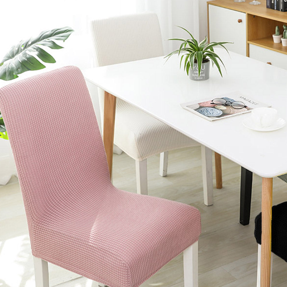2X Home Decor Elastic Grid Chair Covers-Pink