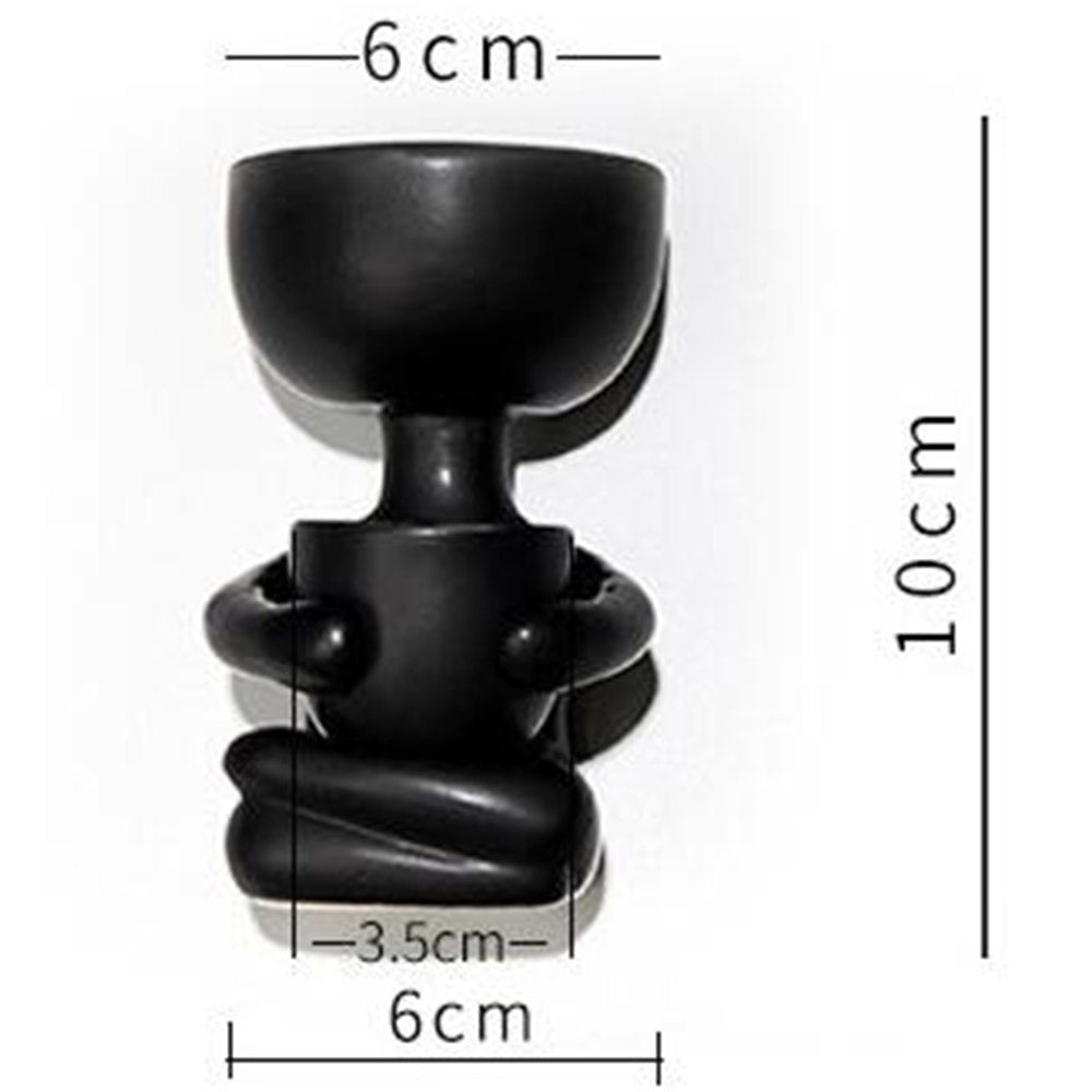 6X10CM Garden Imitation Human Shaped Ceramic Flowerpot-Black