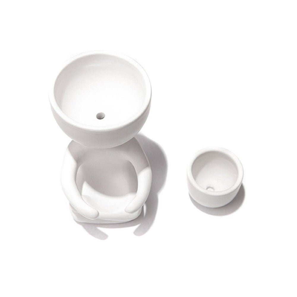 2 Pack Imitation Human Shaped Ceramic Flowerpot Home Decor Style 1 Black and Style 2 White
