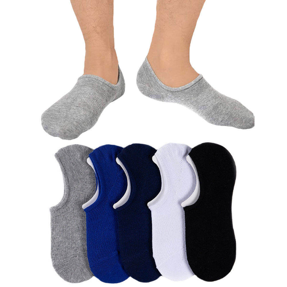 5 Pairs Men's Summer No Show Cotton Socks Boat Socks