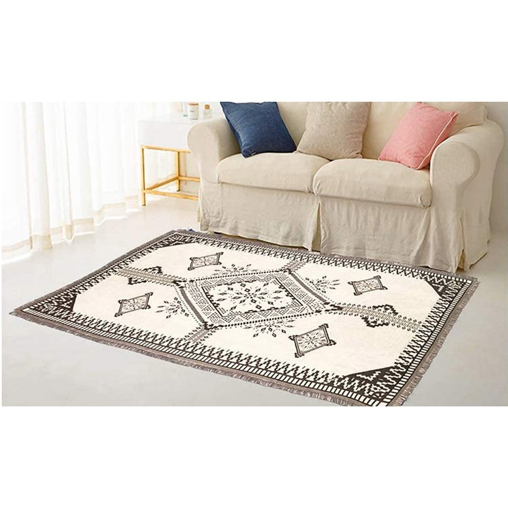 90x180cm Double Sides Boho Woven Throw Blanket for Couch Bed White