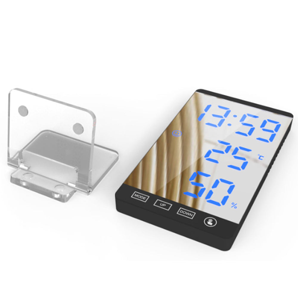 2 X USB LED Mirror Alarm Clock Home Decor Clock for Bedroom Kitchen Living Room White Blue