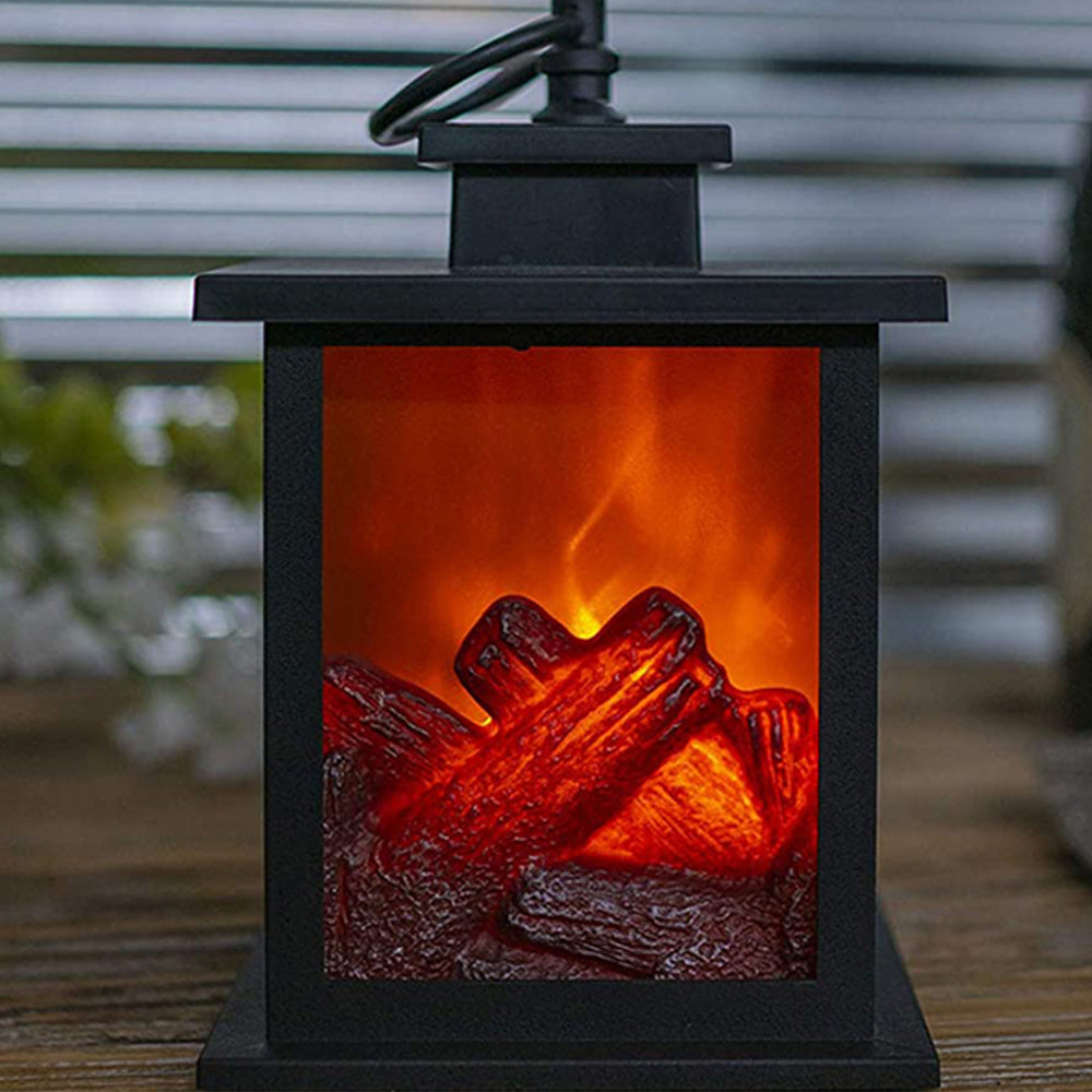 Small Lamp Home Decor Flameless Fireplace Lantern Night Light