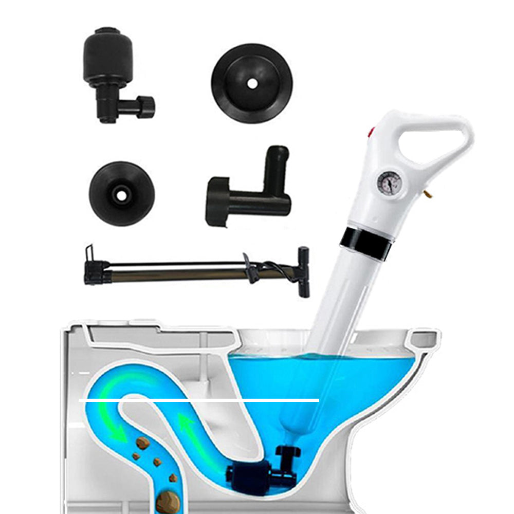 Air Pressure Toilet Plunger Kit Set Sink Pipe Pump Cleaner with Replacement Head