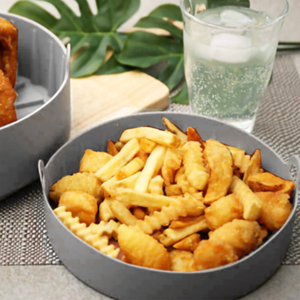 2X 16CM FDA Certified Silicone Reusable Air Fryer Pot Air Fryer Mat Grey