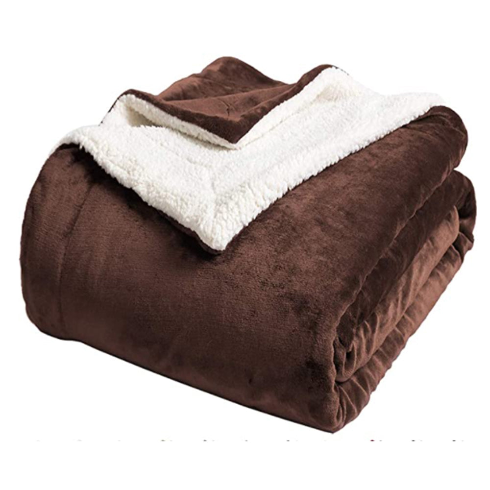 180x200cm Coffee Blanket Reversible Flannel Fleece Throw Blanket Winter Warm Blanket Home Decor for Bedroom