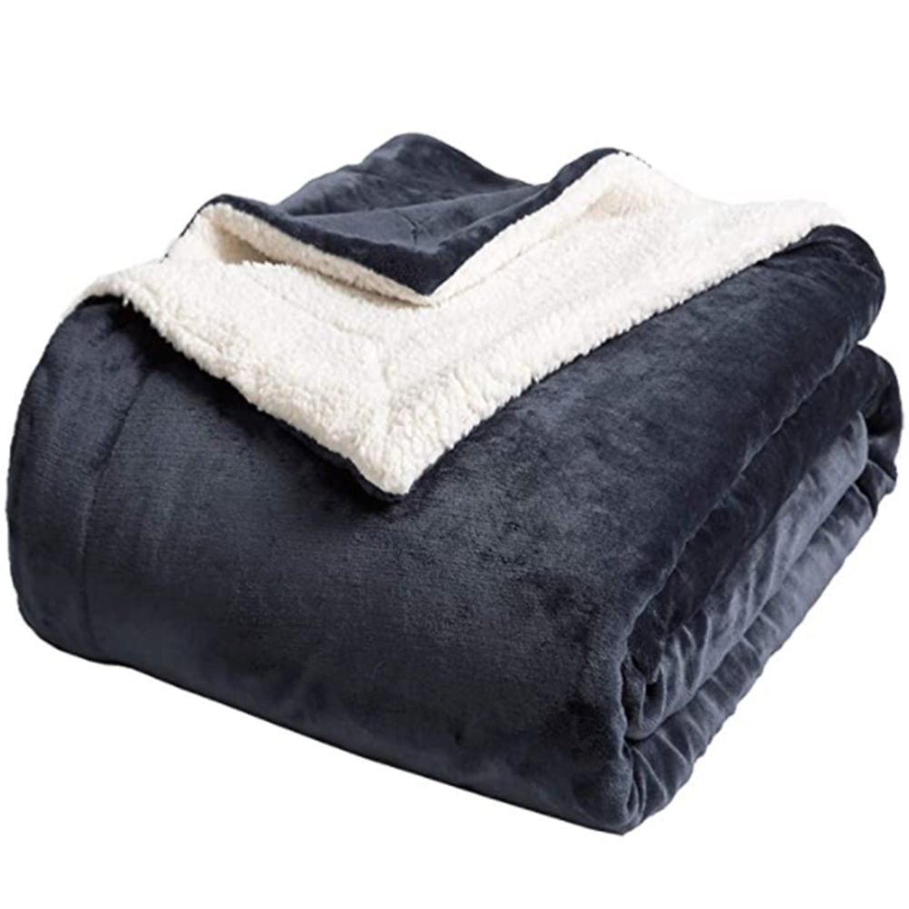 150x200cm Dark Grey Blanket Reversible Flannel Fleece Throw Blanket Winter Warm Blanket Home Decor for Bedroom