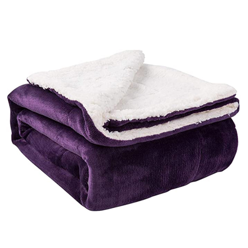 150x200cm Purple Blanket Reversible Flannel Fleece Throw Blanket Winter Warm Blanket Home Decor for Bedroom