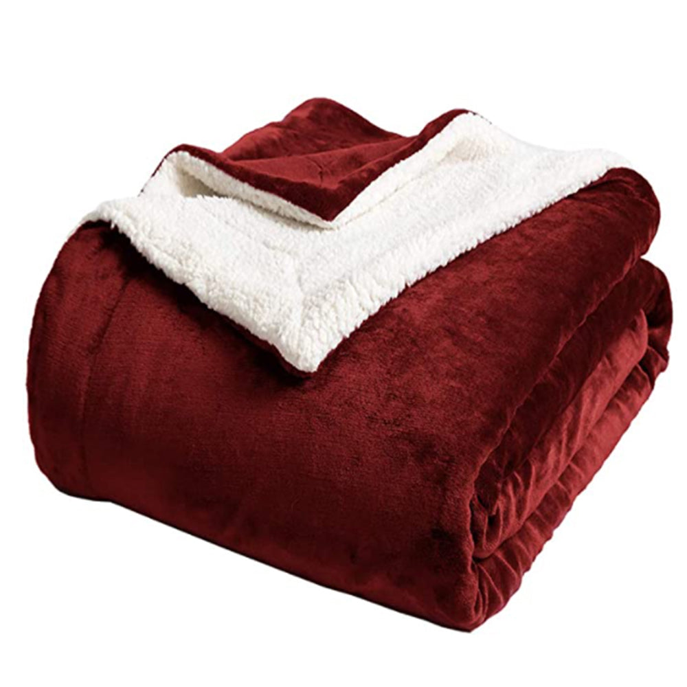 150x200cm Red Blanket Reversible Flannel Fleece Throw Blanket Winter Warm Blanket Home Decor for Bedroom