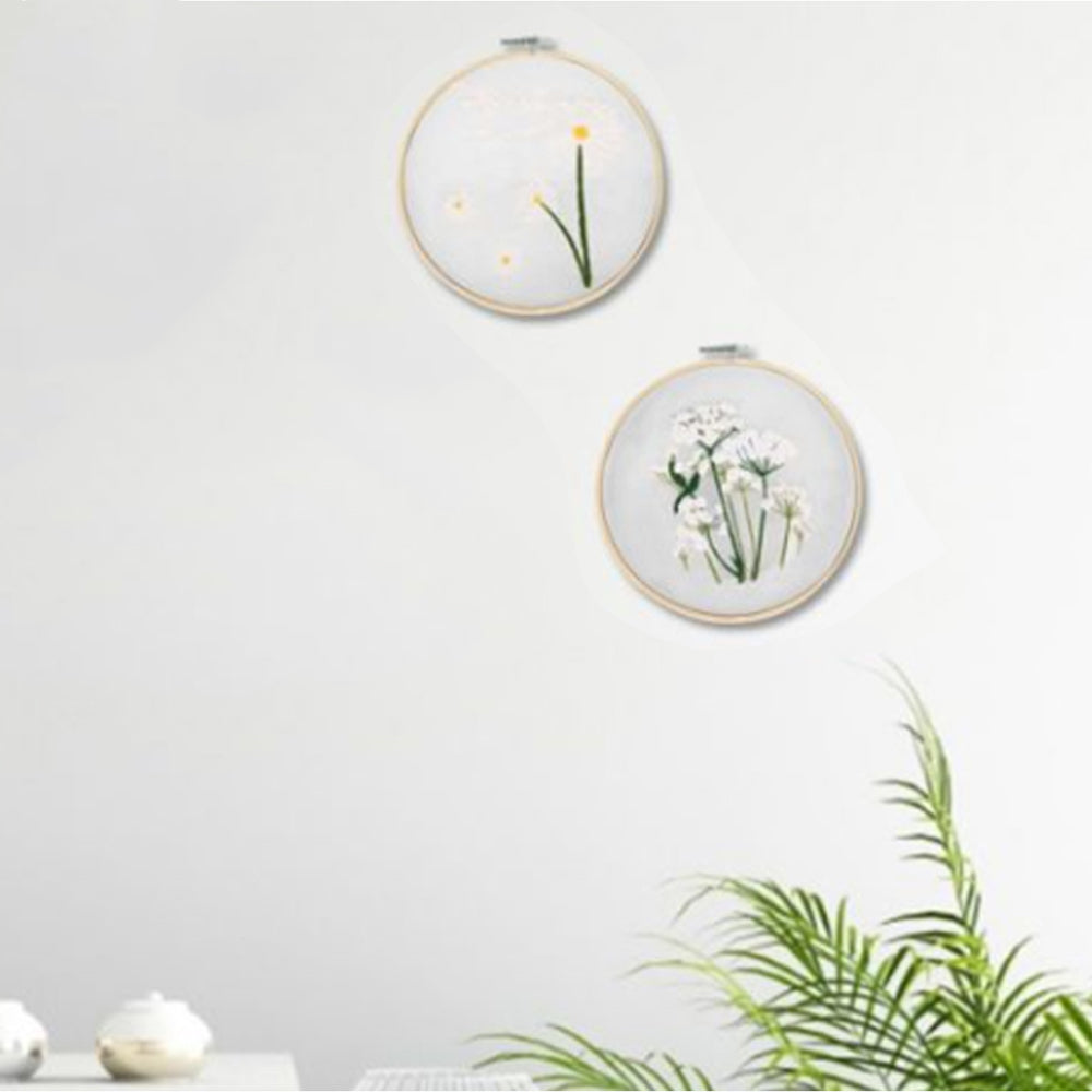 2X Style 2+3 DIY Plants Pattern Transparent Embroidery Kit Beginner Craft Set