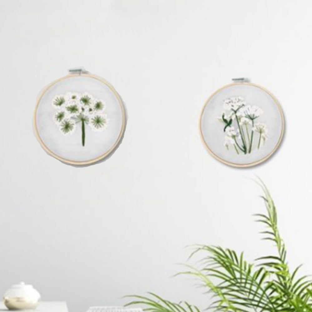 2X Style 3+4 DIY Plants Pattern Transparent Embroidery Kit Beginner Craft Set