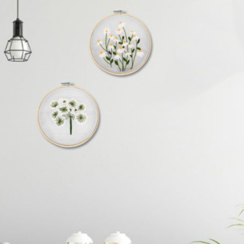 2X Style 1+4 DIY Plants Pattern Transparent Embroidery Kit Beginner Craft Set