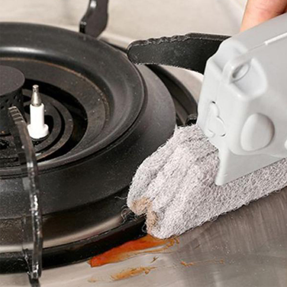 3 Pieces Window Gaps Cleaning Tools Brushes with 4 Pieces Refill Pads Set