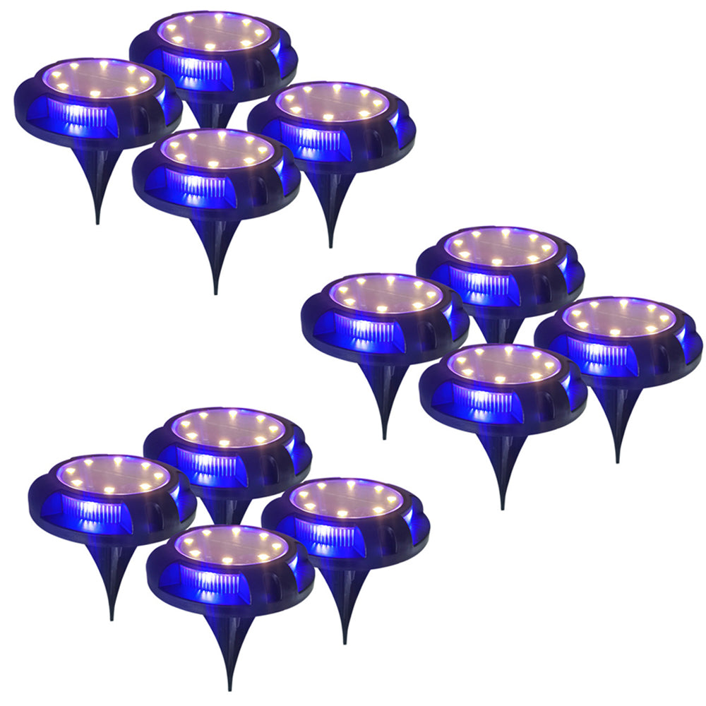 12 X Warm White LED Solar Powered Ground Lights Outdoor Garden Solar Lamp