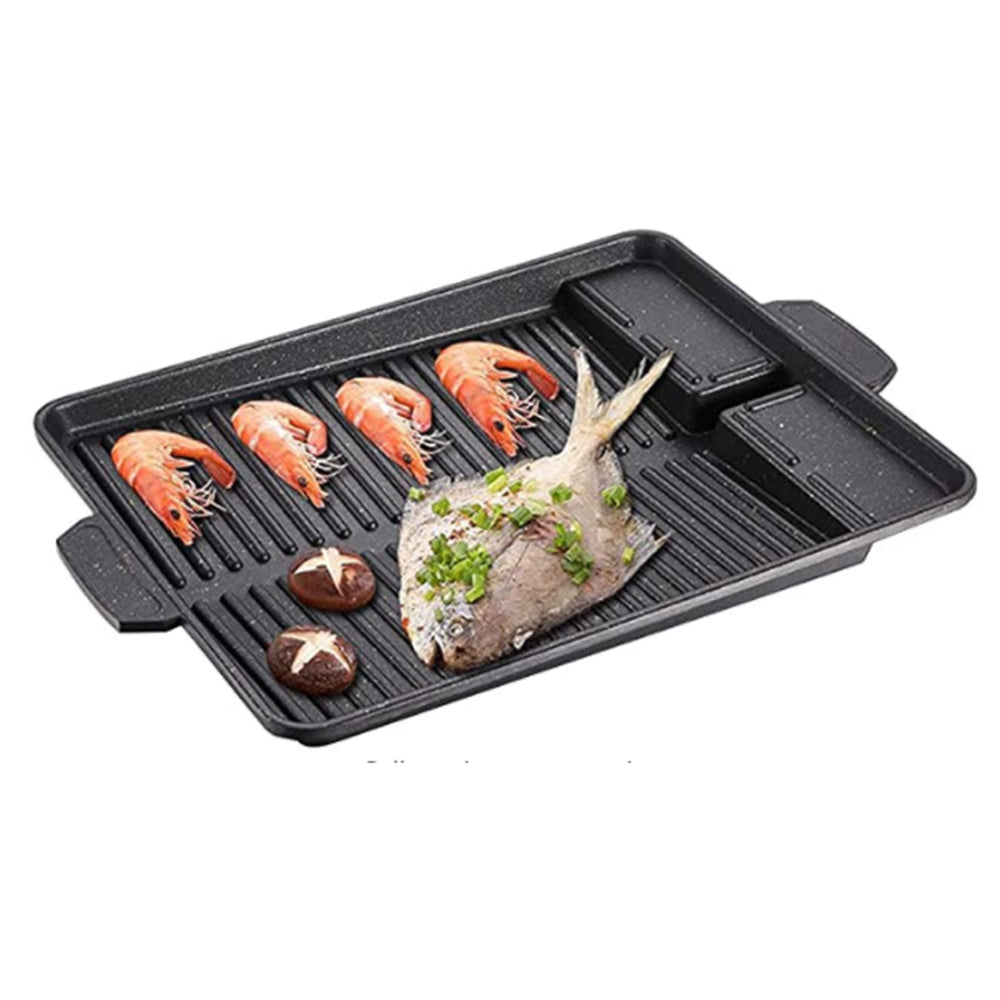 2 X Korean BBQ Grill Pan Korean Stove Top BBQ Grill Plate Barbecue Tray