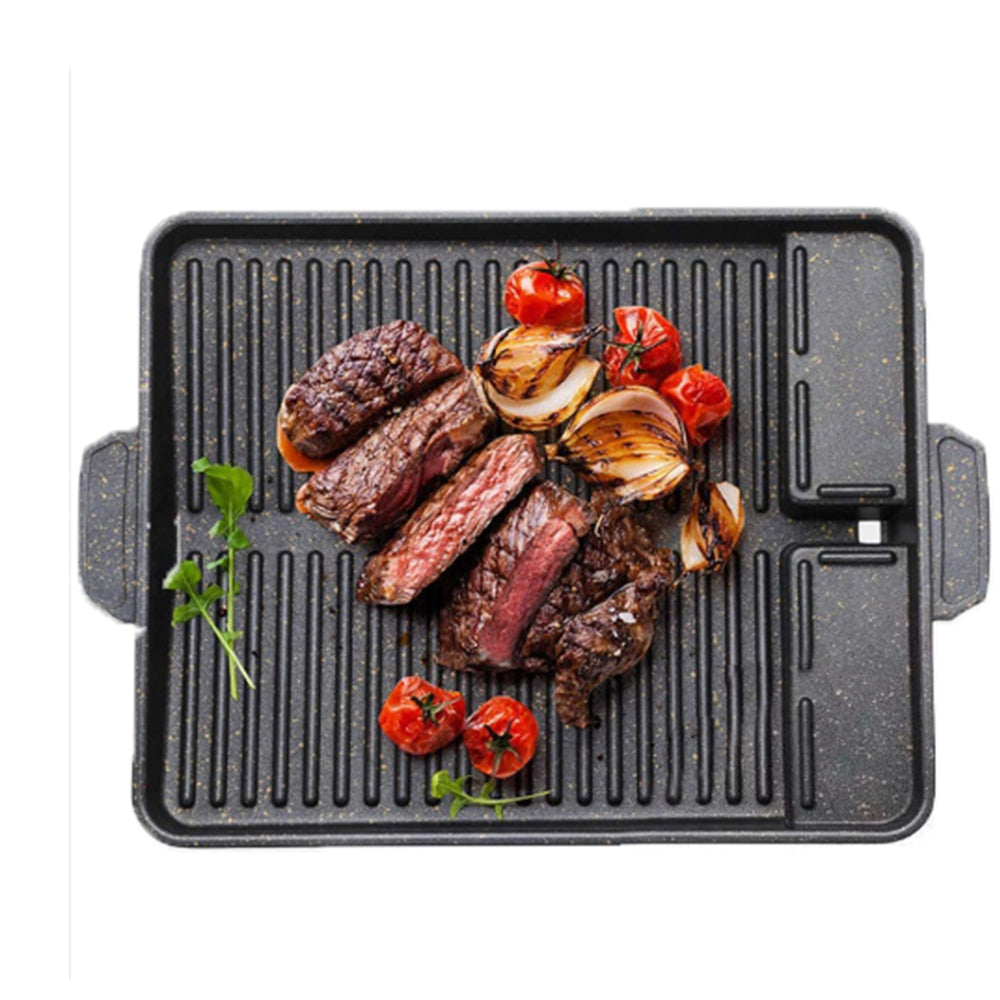 2 X Korean BBQ Grill Pan Korean Stove Top BBQ Grill Plate Barbecue Tray