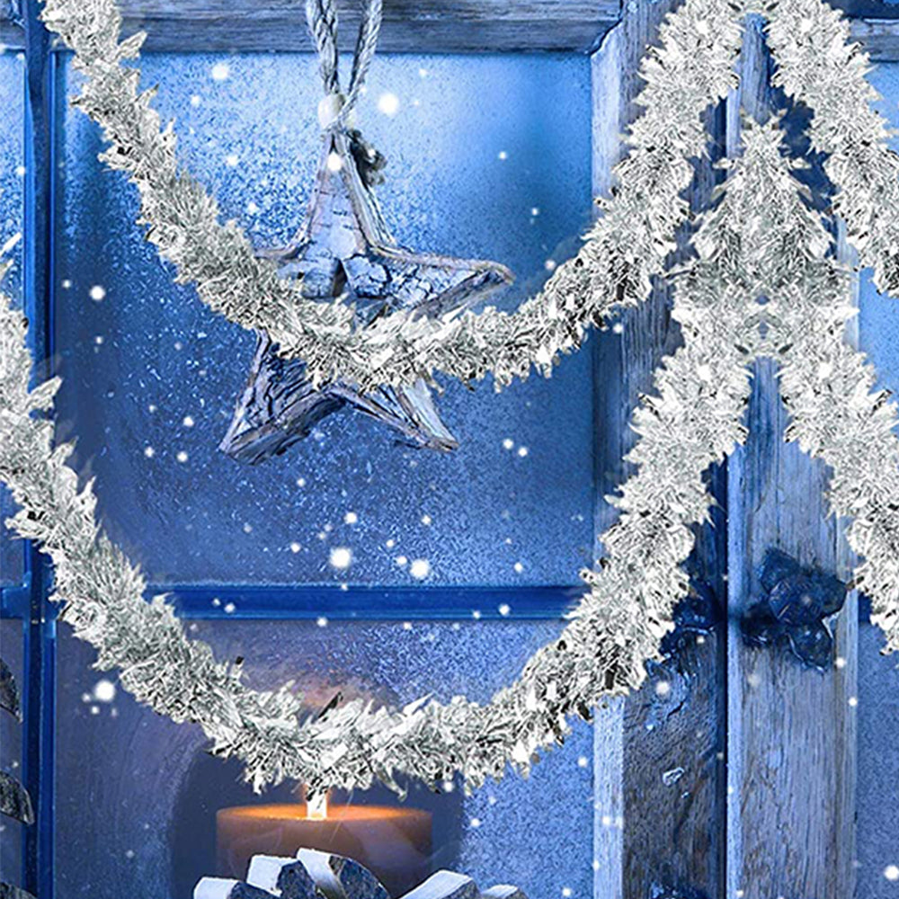 8Pcs Silver Christmas Tinsel Garland Xmas Decor Home Decor