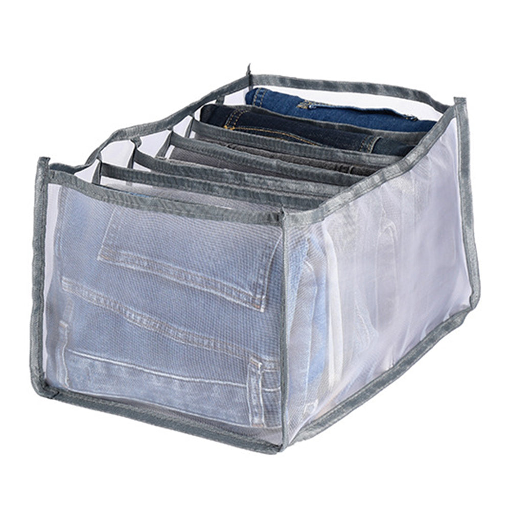 4X Grey 7-Grids Drawer Organizer Divider Mesh Storage Bag Pants Jeans Organizer