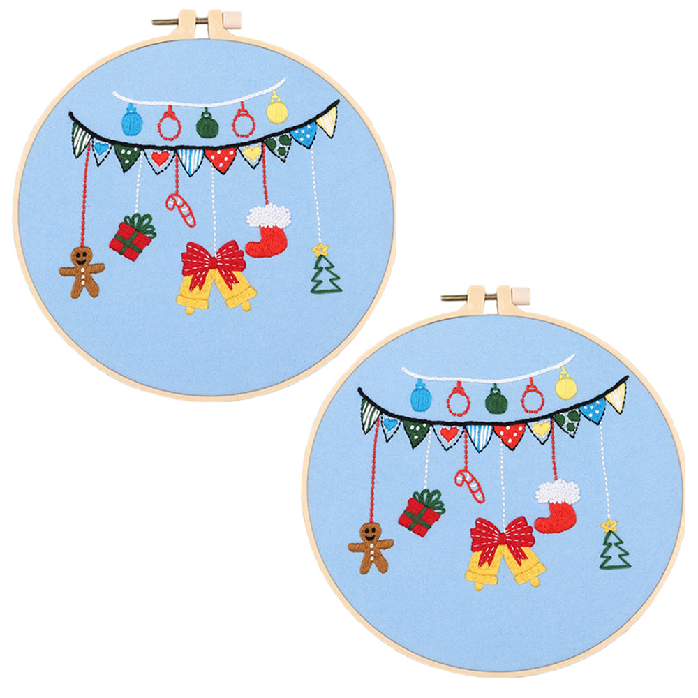 2 X Style 4 DIY Christmas Embroidery Kit for Beginners Xmas Home Decor