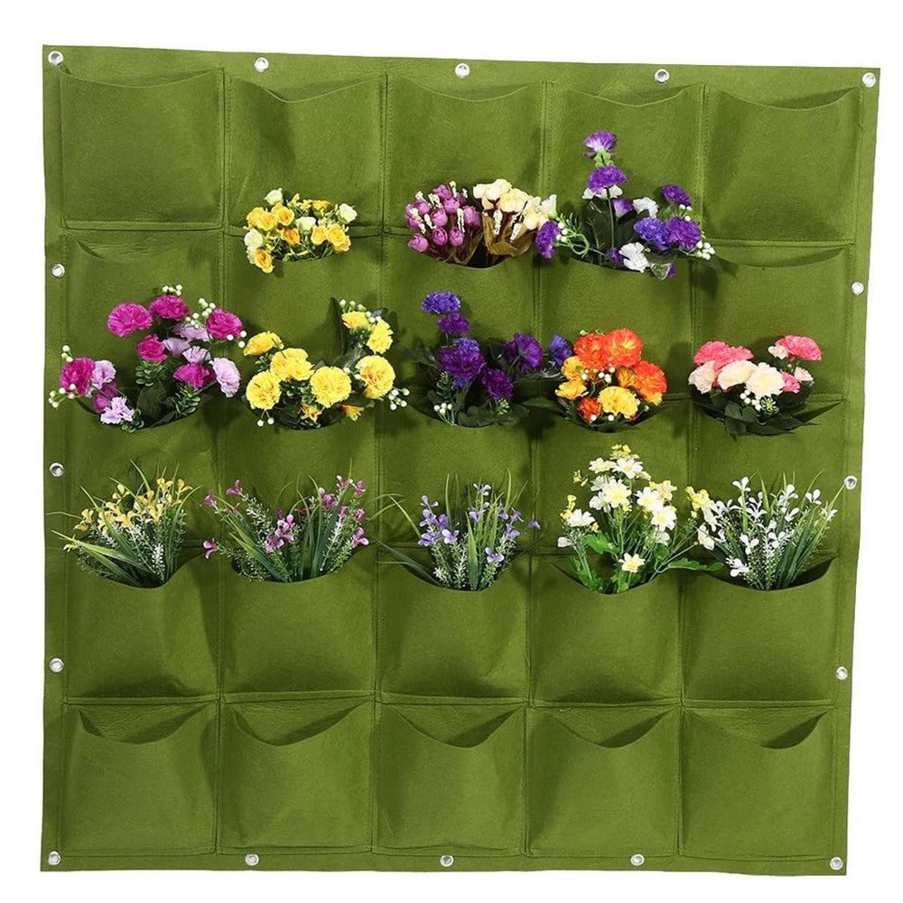 2 X Hanging Plant Grow Bag 25 Pockets Wall Hanging Planting Bag