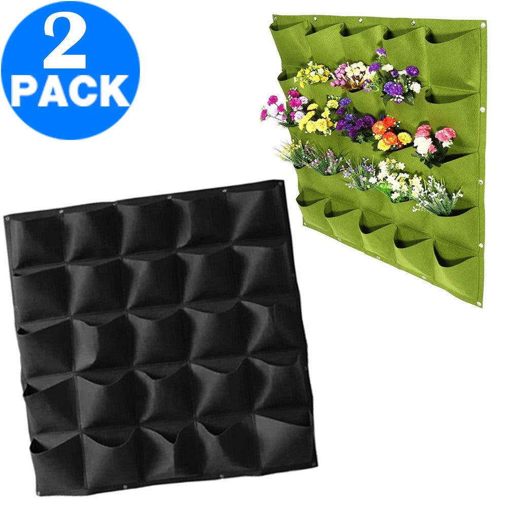 2 X Hanging Plant Grow Bag 25 Pockets Wall Hanging Planting Bag