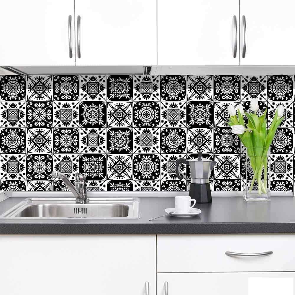 Set of 10PCS 15x15cm Self Adhesive Kitchen Tile Stickers Moroccan Style Wall Stickers Stair Stickers Tile Decals Home Decor Style 4