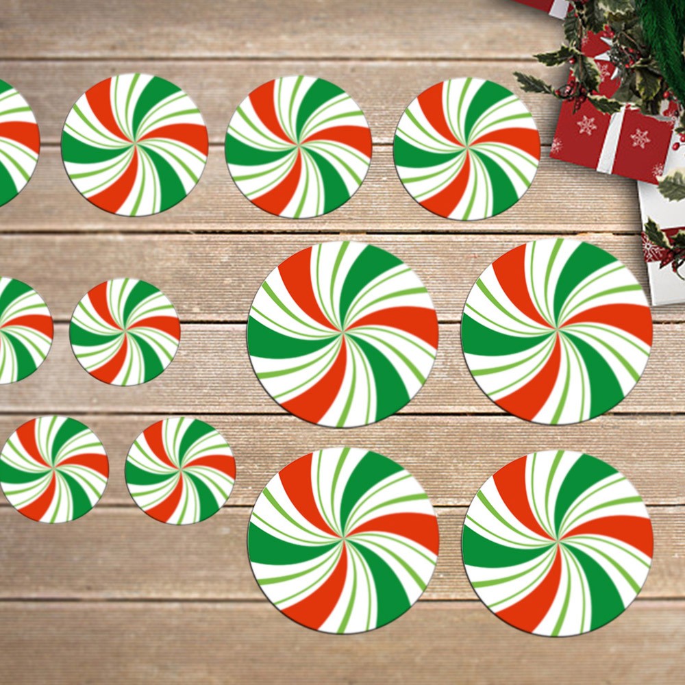 12pcs Xmas Round Candy Wall Stickers