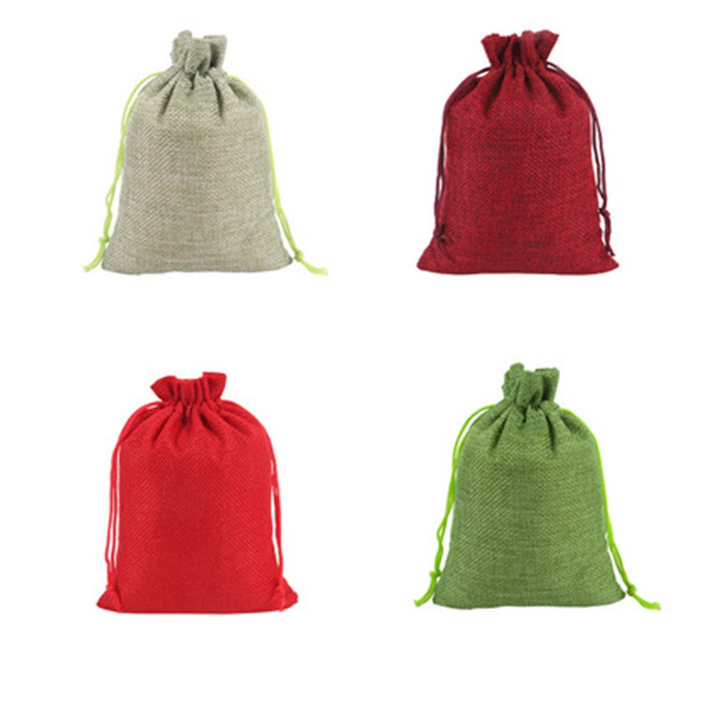 1Set 24pcs Christmas Packing Bags Candy Bags Linen Drawstring Bags