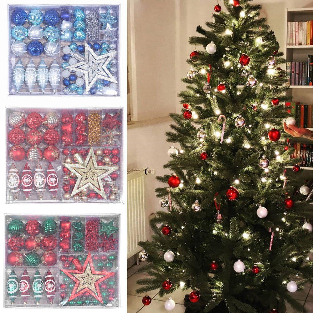 Red Set of Christmas Decorations Hanging Balls