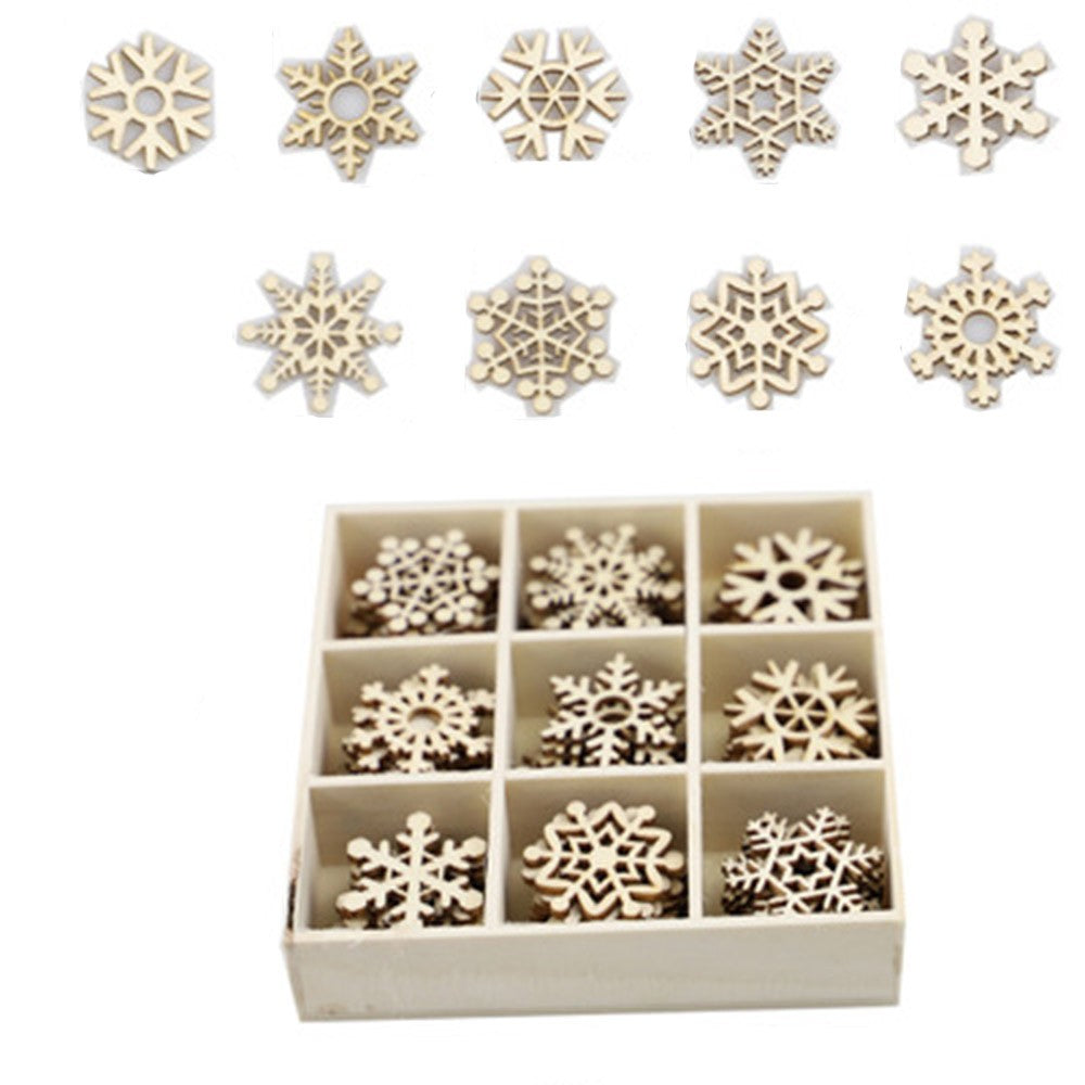 1Set 72pcs Wood Christmas Tree Hanging Pendants