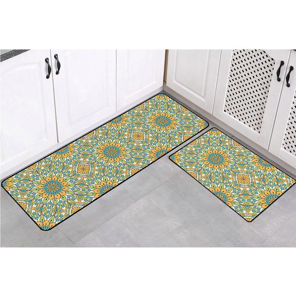 2PCS Kitchen Non-Slip Mat Water Absorbent Long Kitchen Carpets Kitchen Floor Mats Home Decoration Rugs Set Style 3