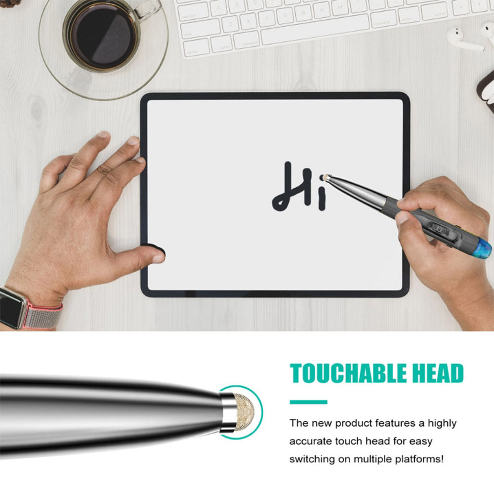 2.4G Bluetooth Wireless Mouse Pen Wireless Mouse Touch Pen USB Rechargeable Mouse Pen Mini Mice for Tablet Laptop Grey