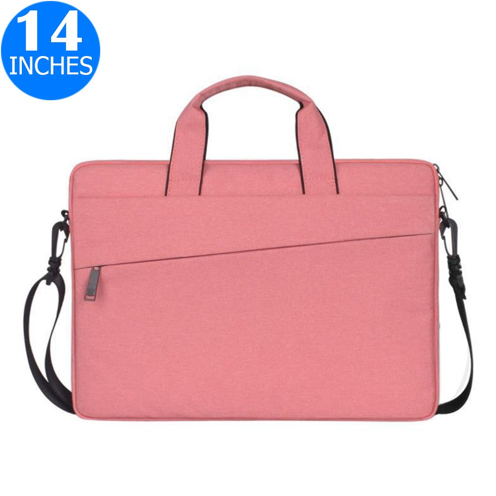 14 Inches Handheld Laptop Bag Portable Lightweight Shoulder Bag Shock Absorption Handbag Pink