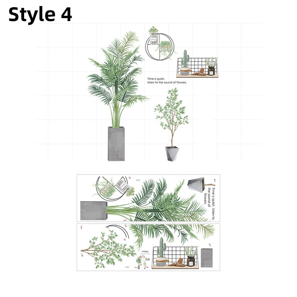 Self-adhesive Stickers Plant Wall Stickers Leaves Stickers Window Door Stickers Home Art Decoration Style 1 Style 4