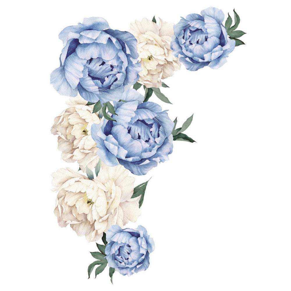 Blue Peony Flower Wall Sticker Self-adhesive Stickers Window Door Stickers Home Art Decoration