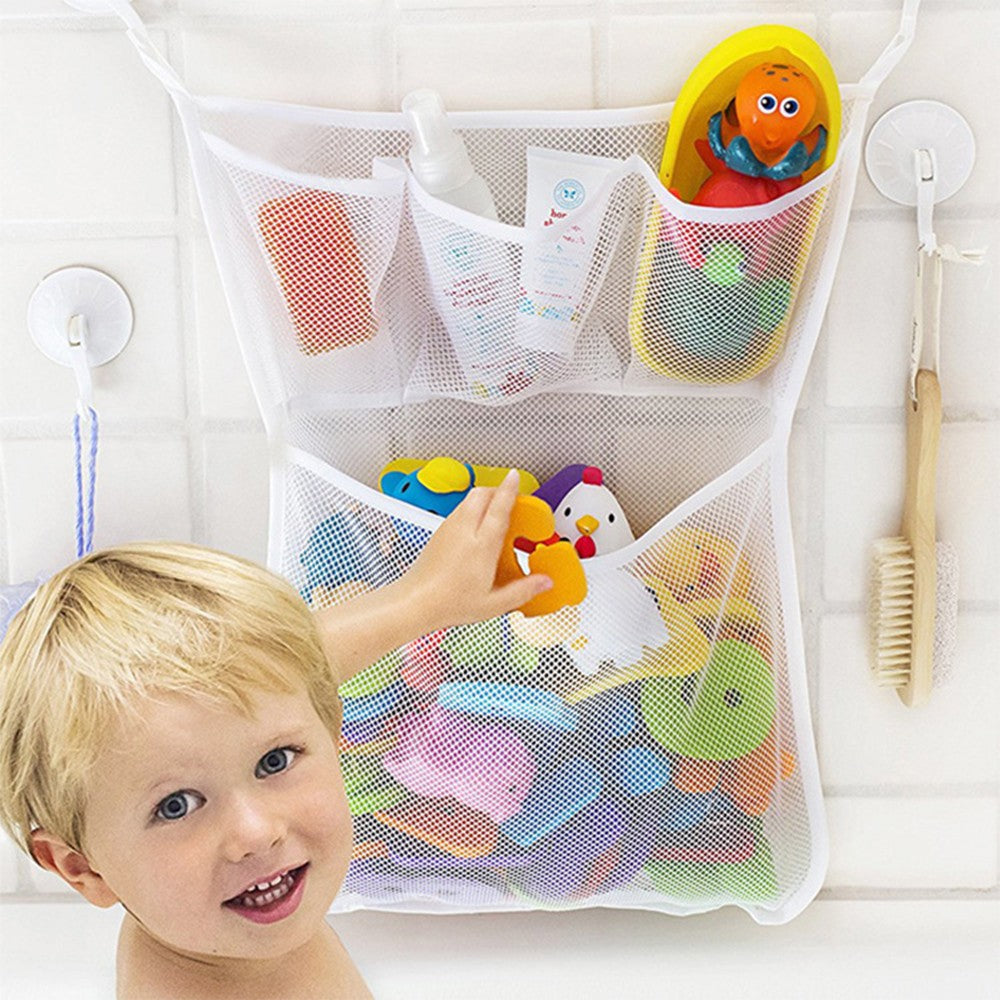 Kids Baby Bath Toy Hanging Organizer Anti-Slip Sucker Storage Bag Toy Mesh Holder Shower Bathroom Organizer