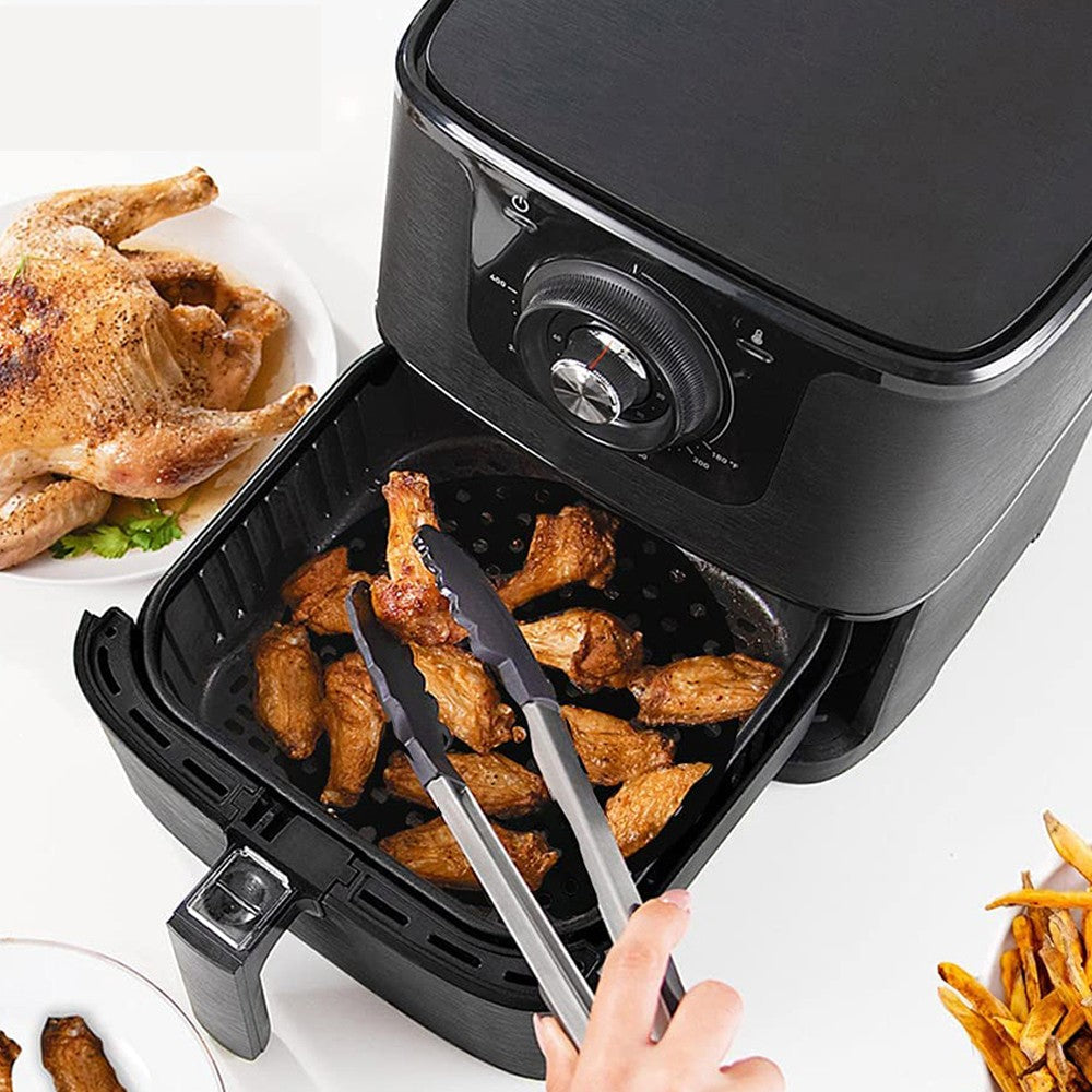 2 X Round Shaped Air Fryer Liners Reusable Baking Pads Air Fryer Mats Steaming Basket Mats Non-Stick Liners for Air Fryers Black Large
