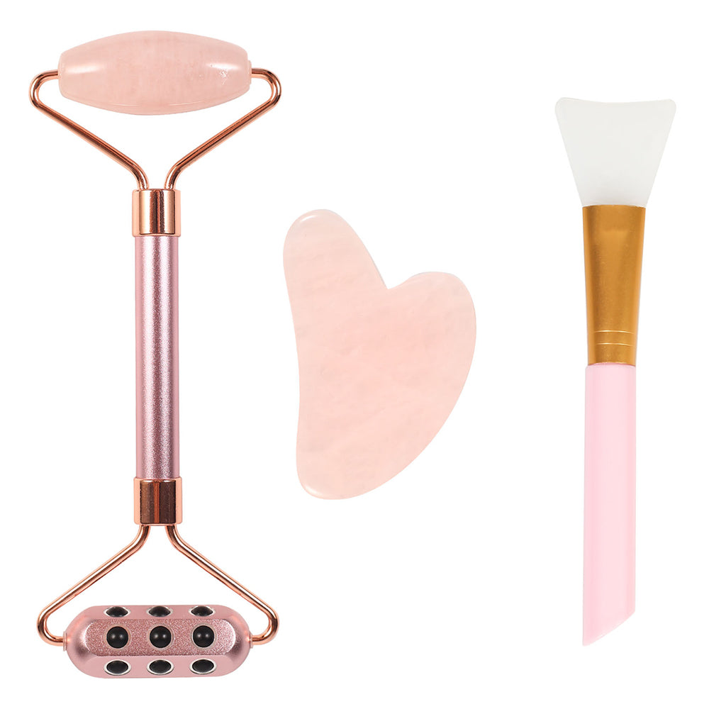 Germanium Jade Roller Double Heads Face Massager Germanium Stone Massager Jade Scraper Roller Pink