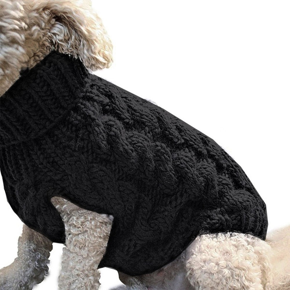 Pet Dog Sweater Pet Turtleneck Knitting Sweater Winter Warmer Clothes Pet Pullover Knitwear Black L