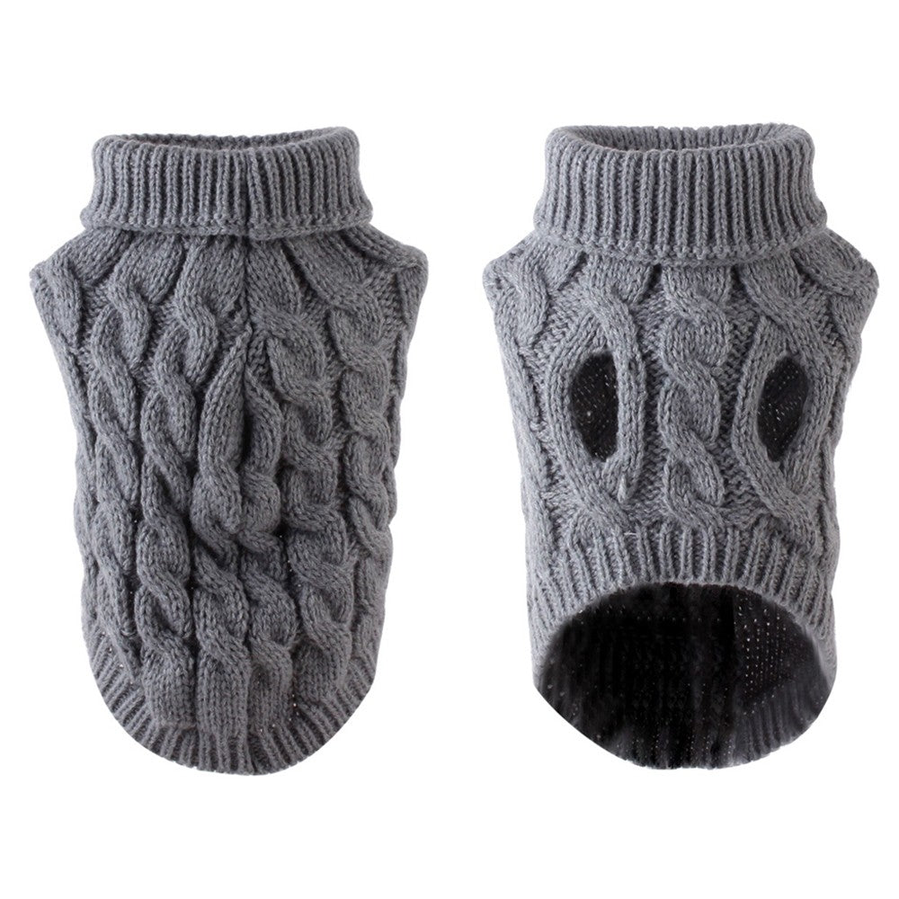 Pet Dog Sweater Pet Turtleneck Knitting Sweater Winter Warmer Clothes Pet Pullover Knitwear Grey M